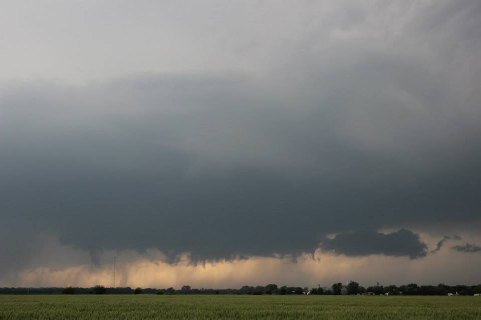 Rapidly rotating wall cloud just west of Bennington, KS. Photo by Andrew Schuler.