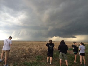 Supercell spinning as students look. 