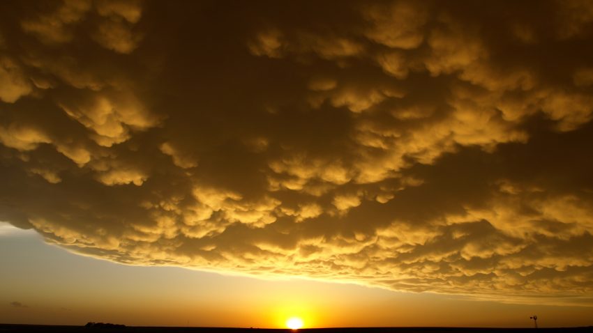 Figure 6: Mammatus clouds form in the wake of the violent supercell